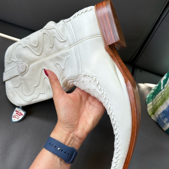 wild west boots leather 10 1/2 genuine ostrich new white cowboy - Picture 6 of 14